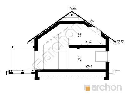 gotowy projekt Dom w kotewkach 3 (E) przekroj budynku