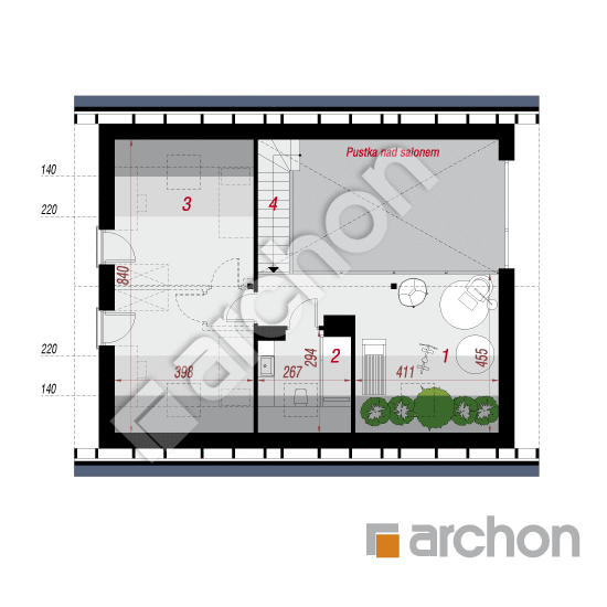 gotowy projekt Dom w kotewkach 3 (E) rzut poddasza