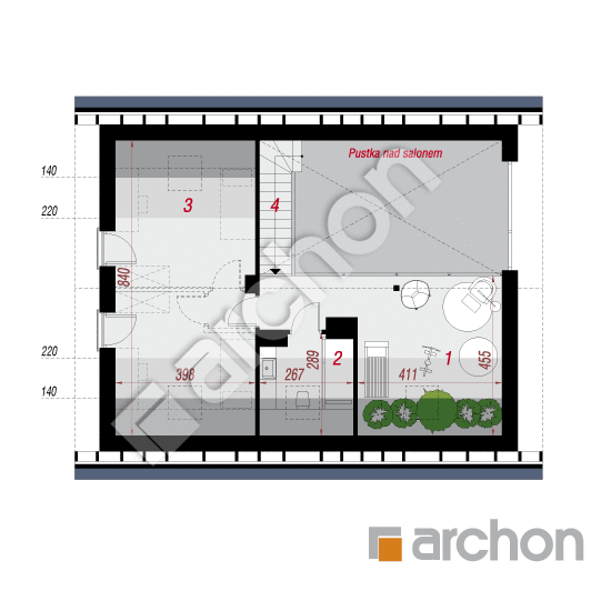 gotowy projekt Dom w kotewkach 3 (E) rzut poddasza