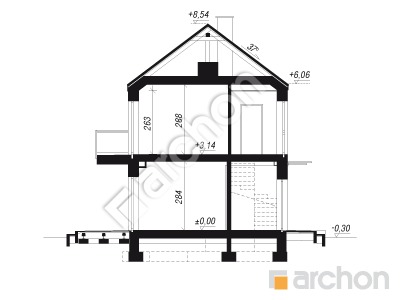 gotowy projekt Dom w pileach 2 (R2BE) przekroj budynku