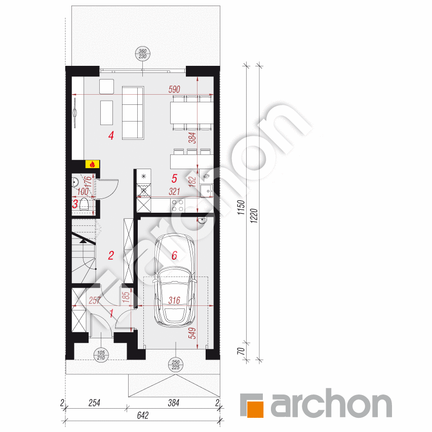 gotowy projekt Dom w riveach 8 (GS) rzut parteru