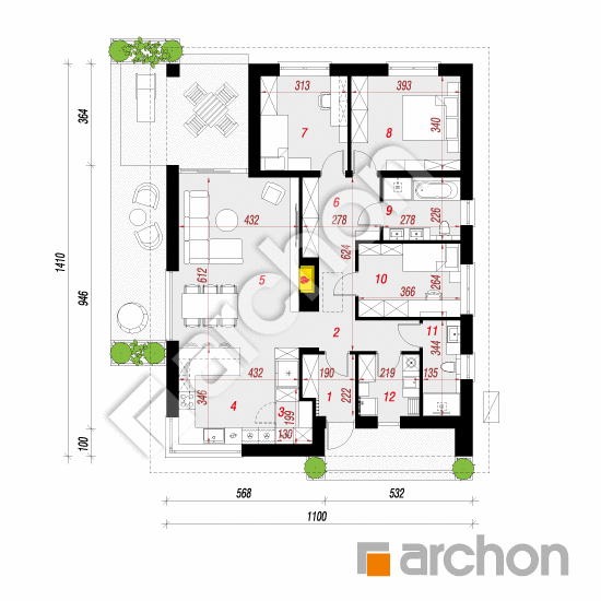 gotowy projekt Dom w renklodach 24 (E) OZE rzut parteru