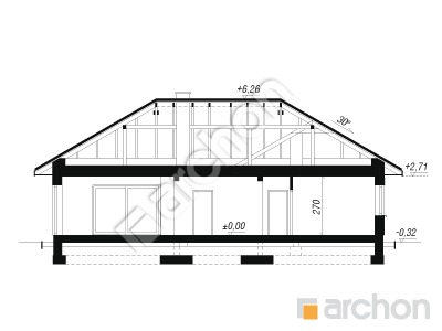 gotowy projekt Dom w perełkowcach 2 (E) przekroj budynku