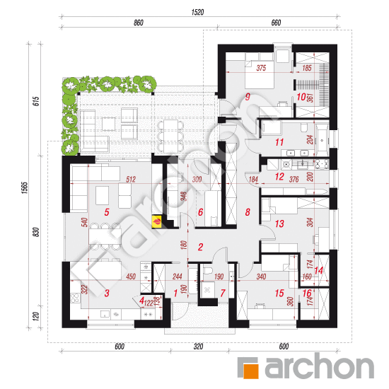 gotowy projekt Dom w perełkowcach 2 (E) rzut parteru