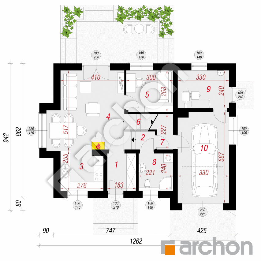 gotowy projekt Dom w rododendronach 15 (NT) rzut parteru