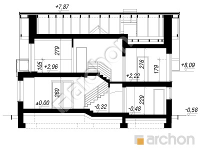 gotowy projekt Dom w rododendronach 15 (NT) przekroj budynku