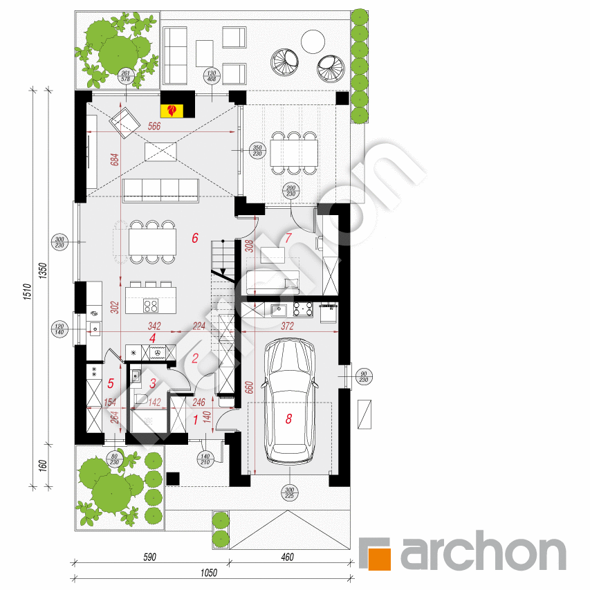 gotowy projekt Dom w rozmarynach 4 (GE) OZE rzut parteru