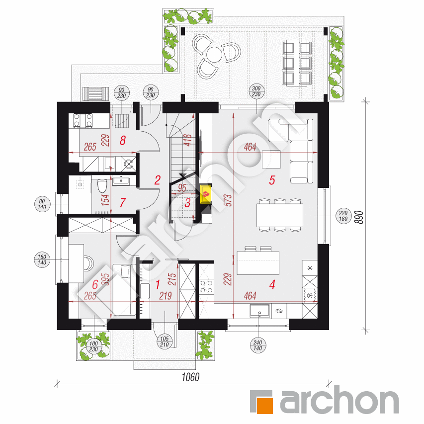 gotowy projekt Dom w melbach (E) rzut parteru