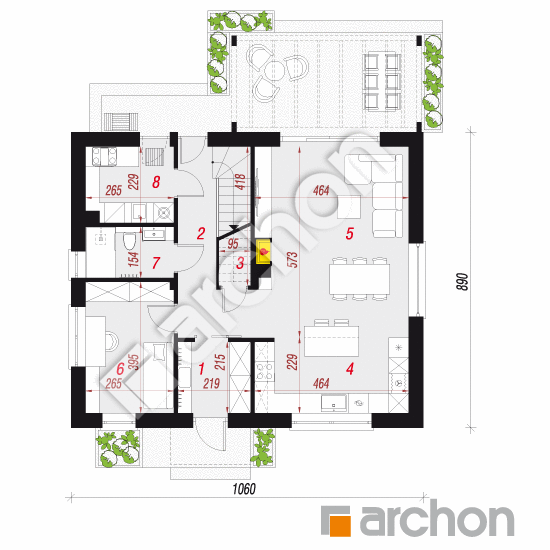 gotowy projekt Dom w melbach (E) rzut parteru