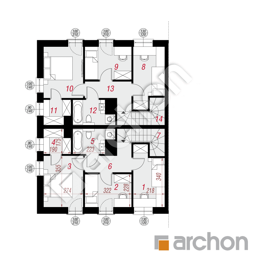 gotowy projekt Dom w czworolistach (R2B) rzut poddasza