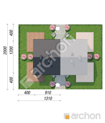 gotowy projekt Dom w czworolistach (R2B) sytuacja
