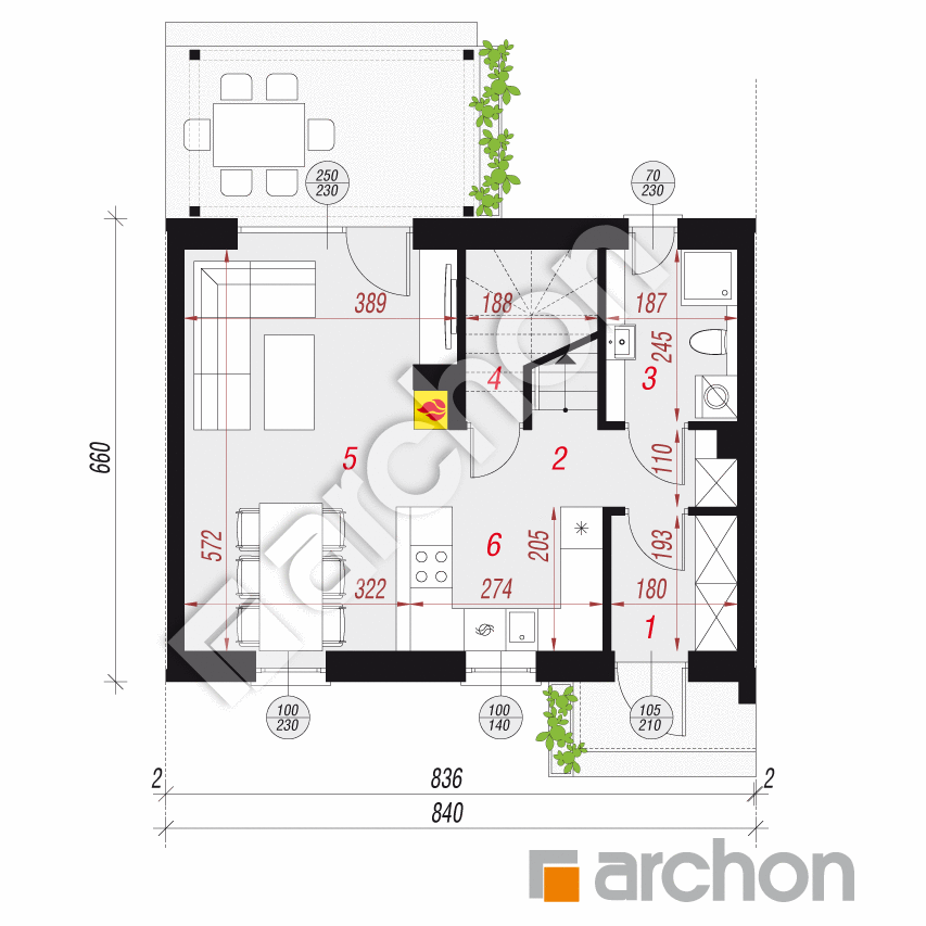 gotowy projekt Dom w everniach (S) rzut parteru