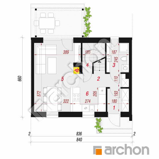 gotowy projekt Dom w everniach (S) rzut parteru