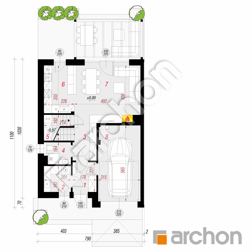 gotowy projekt Dom w szachownicach 2 (GB) rzut parteru