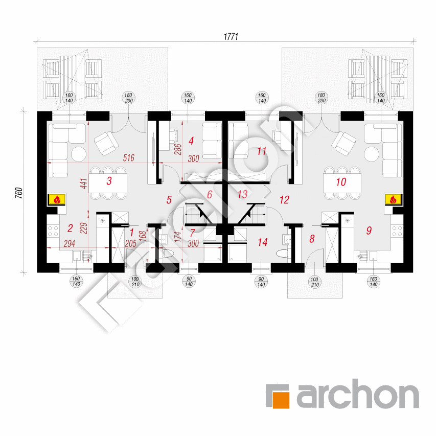 gotowy projekt Dom w rubinach 2 (R2T) rzut parteru