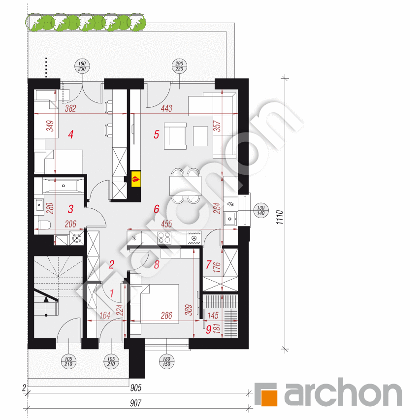 gotowy projekt Dom w bratkach 11 (R2B) rzut parteru