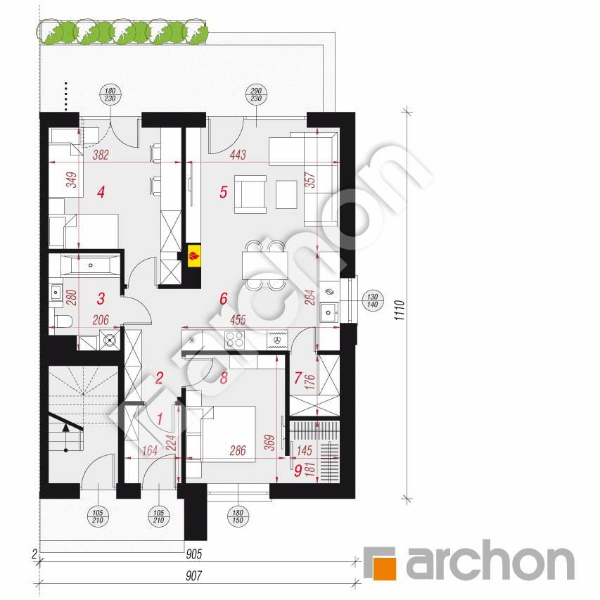 gotowy projekt Dom w bratkach 11 (R2B) rzut parteru