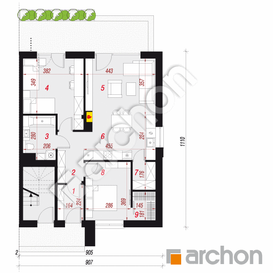 gotowy projekt Dom w bratkach 11 (R2B) rzut parteru