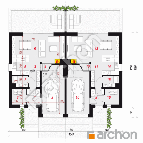 gotowy projekt Dom w klematisach 24 (R2) rzut parteru