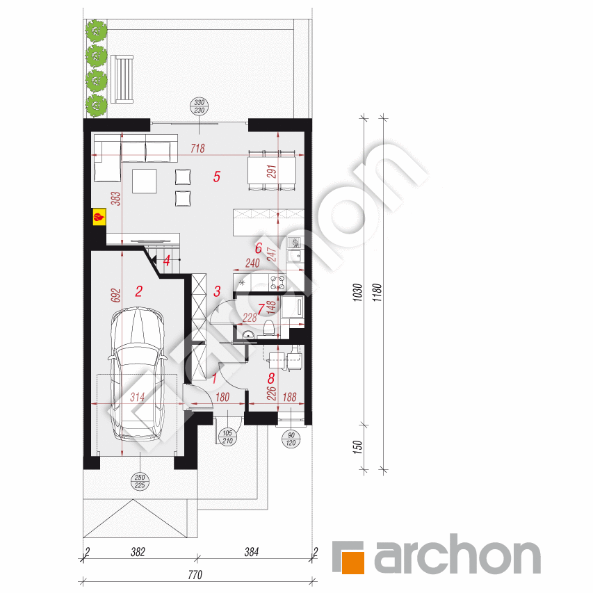gotowy projekt Dom w klematisach 20 (S) rzut parteru