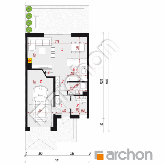 gotowy projekt Dom w klematisach 20 (S) rzut parteru