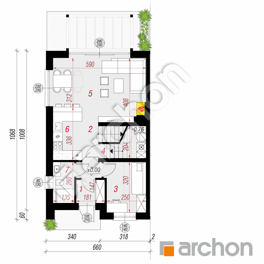 gotowy projekt Dom w klementynkach 3 (B) rzut parteru