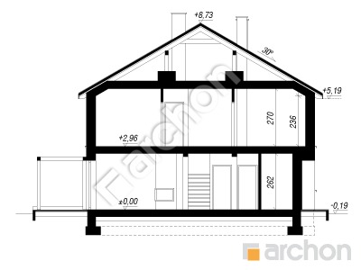 gotowy projekt Dom w klementynkach 3 (B) przekroj budynku