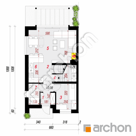 gotowy projekt Dom w klementynkach 3 (B) rzut parteru