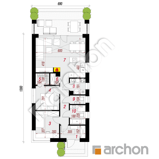 gotowy projekt Dom w supertuniach 2 (E) rzut parteru