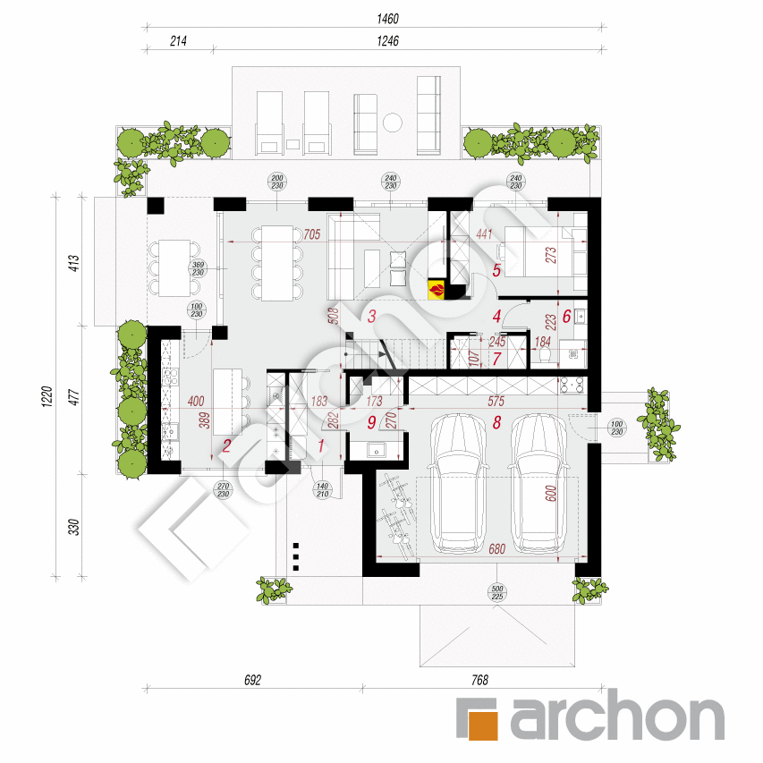 gotowy projekt Dom w pierzastkach (G2AE) rzut parteru