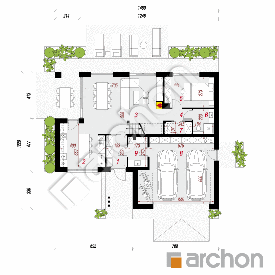 gotowy projekt Dom w pierzastkach (G2AE) rzut parteru