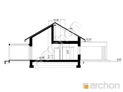 gotowy projekt Dom pod krzewuszką 2 (G2E) przekroj budynku
