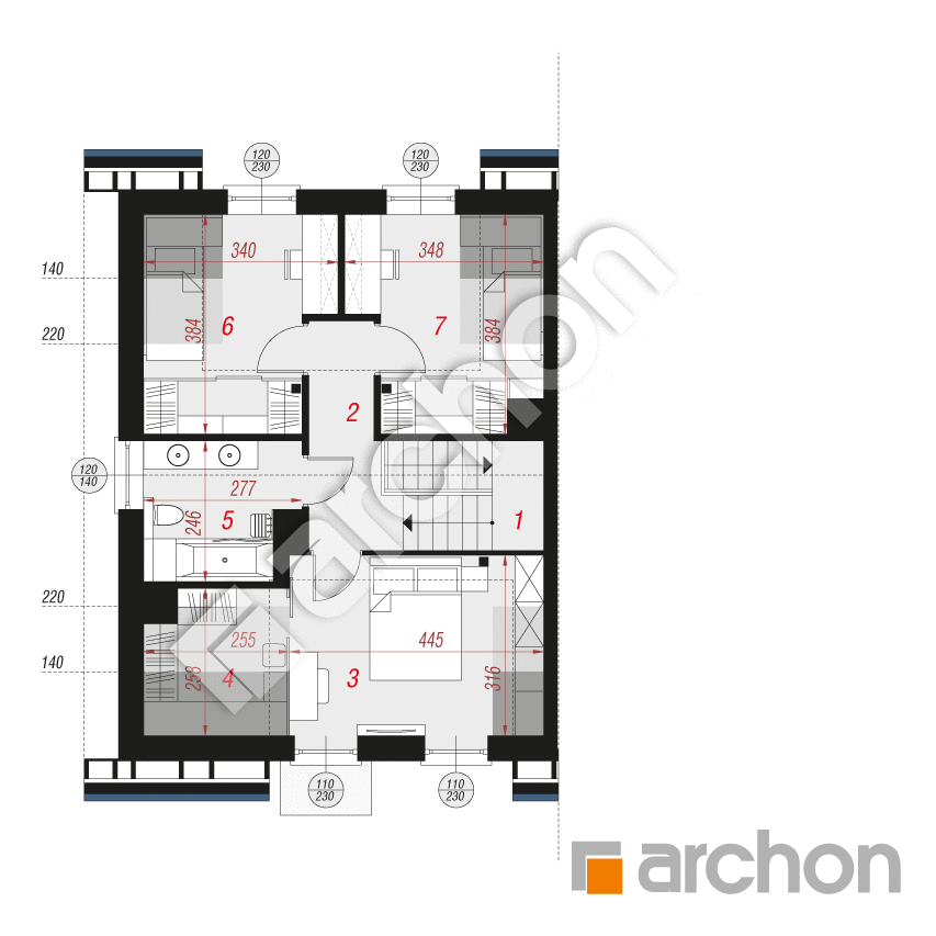 gotowy projekt Dom w narcyzach 10 (B) rzut poddasza