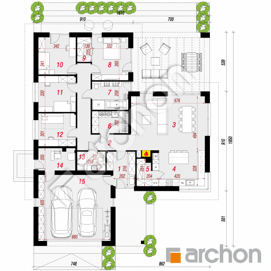 gotowy projekt Dom w macierzankach 6 (G2) rzut parteru
