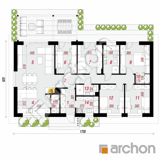 gotowy projekt Dom w kostrzewach 17 (E) rzut parteru