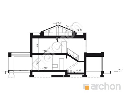 gotowy projekt Willa Oktawia 2 (G2E) OZE przekroj budynku