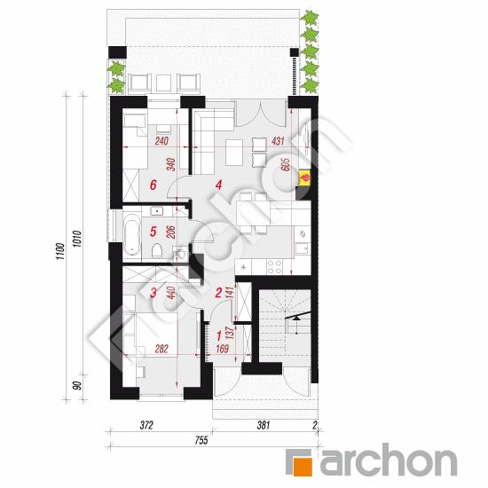 gotowy projekt Dom w bratkach 5 (R2B) rzut parteru