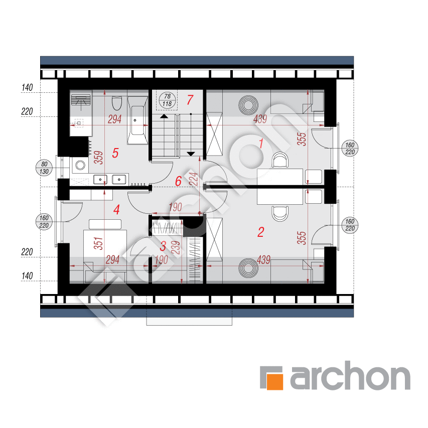 gotowy projekt Dom w zielistkach 34 (A) rzut poddasza
