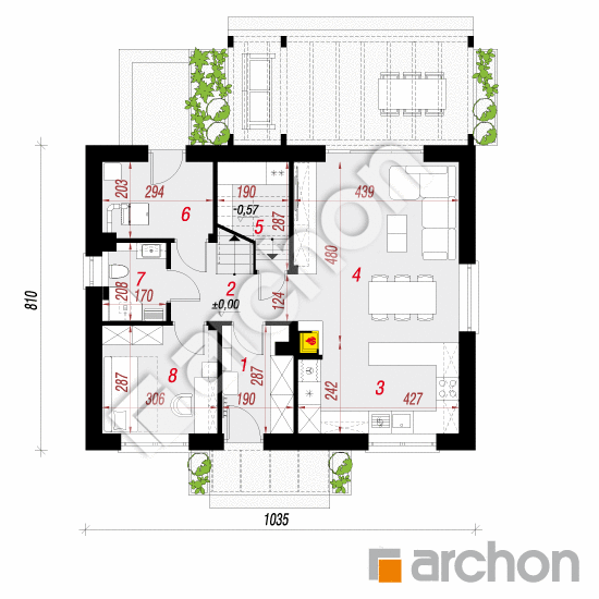 gotowy projekt Dom w zielistkach 34 (A) rzut parteru