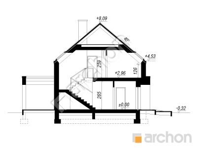 gotowy projekt Dom w lucernie 16 (G) przekroj budynku