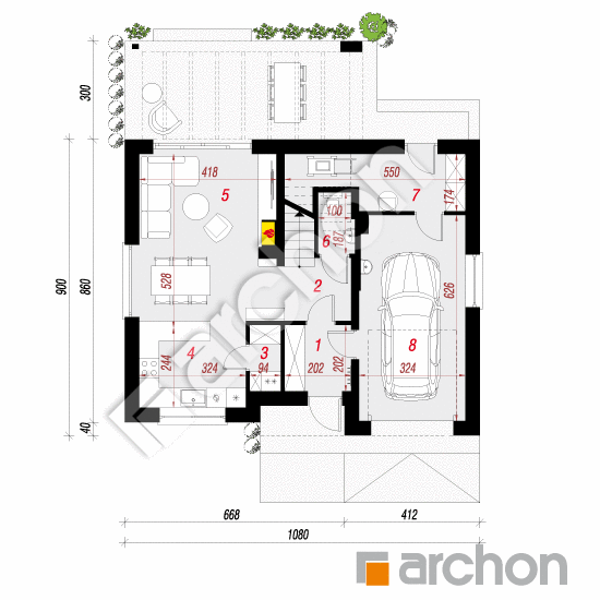 gotowy projekt Dom w lucernie 16 (G) rzut parteru