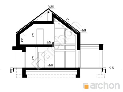 gotowy projekt Dom w kellerisach 3 (E) przekroj budynku