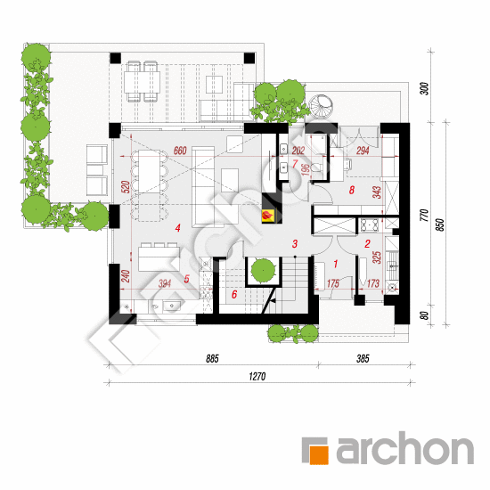 gotowy projekt Dom w kellerisach 3 (E) rzut parteru