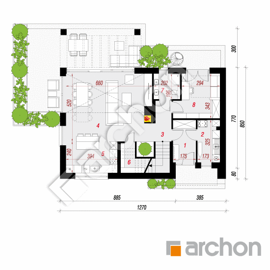 gotowy projekt Dom w kellerisach 3 (E) rzut parteru