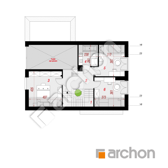 gotowy projekt Dom w kellerisach 3 (E) rzut poddasza