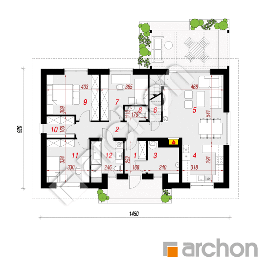 gotowy projekt Dom w kostrzewach 7 rzut parteru