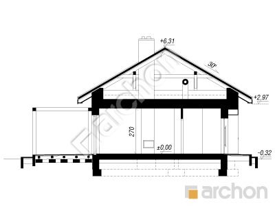 gotowy projekt Dom w kruszczykach 30 przekroj budynku