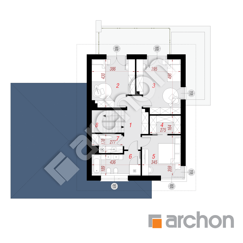 gotowy projekt Willa Karolina 3 (G2E) rzut piętra