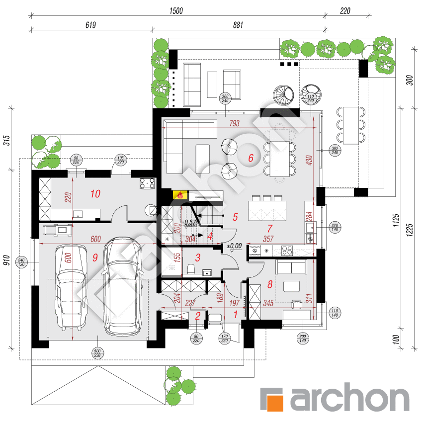 gotowy projekt Willa Karolina 3 (G2E) rzut parteru