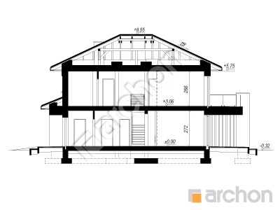 gotowy projekt Willa Karolina 3 (G2E) przekroj budynku